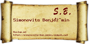 Simonovits Benjámin névjegykártya